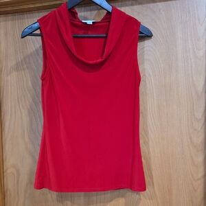 Tahari ASL Vibrant Red Cowl Neck Sleeveless Top